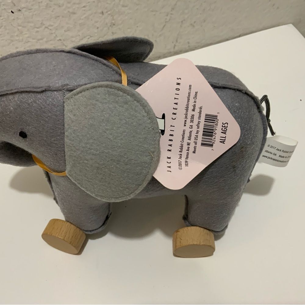 Jack Rabbit Creations - elephant 8"  stuffed toy NWT